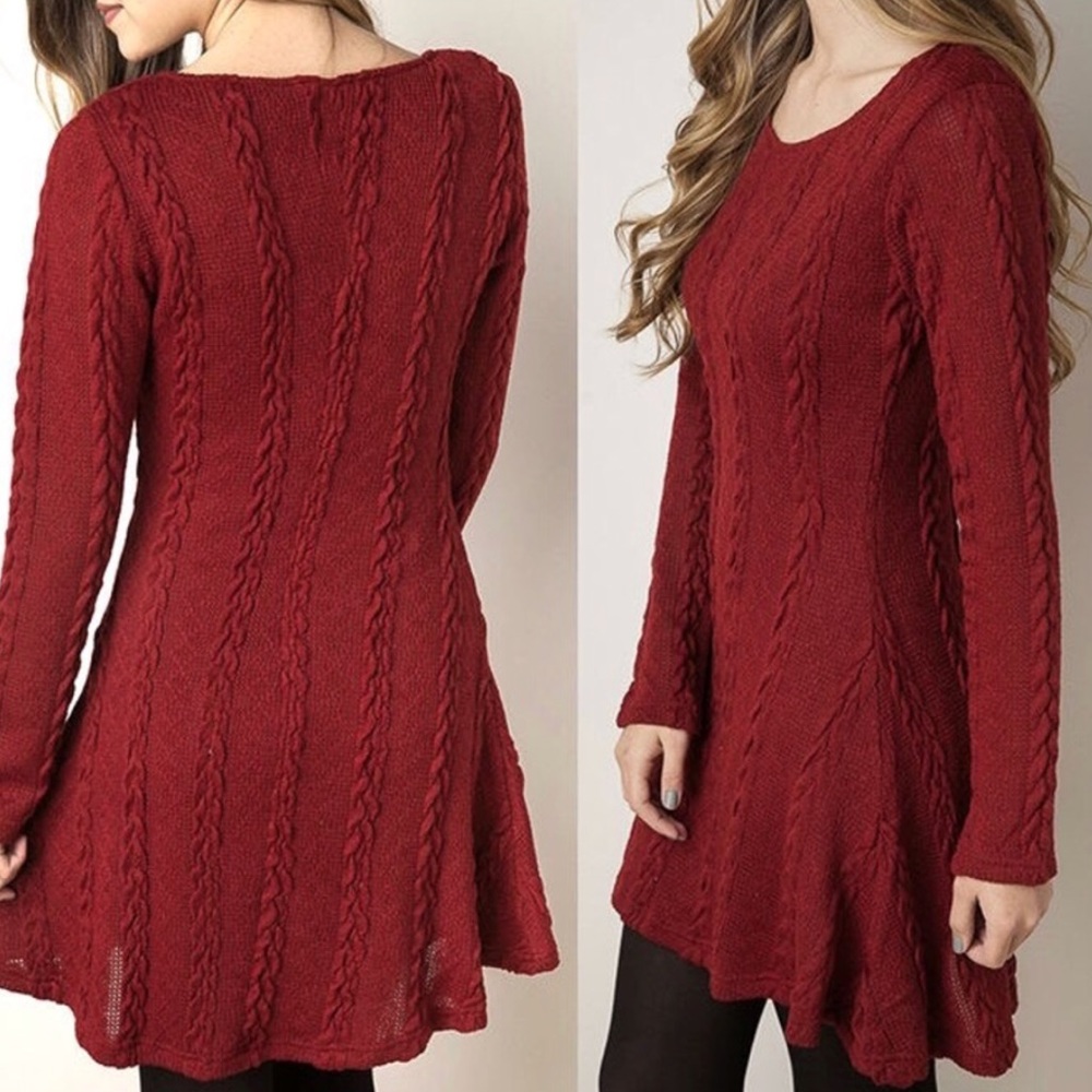 Burgundy Sweater Dress/Tunic size L(8-10)